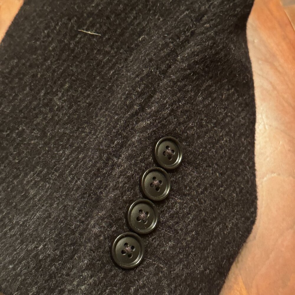 Hathaway Platinum Black Wool Cashmere Overcoat Men’s 44R Italy Fabric Winter - Picture 8 of 10